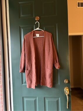Pink Rose Open-Front Cardigan in Rust